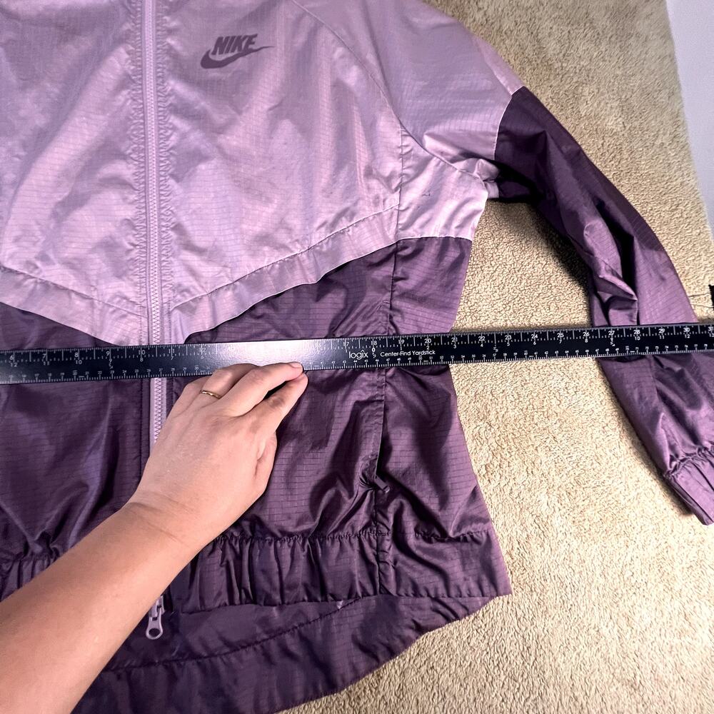 NikeWomans Sportswear Hooded Wind Runner Jacket, 2 Toned Purple Plum Size: XL - Picture 8 of 14